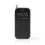 Nedis FM-Radio | Draagbaar Model | AM / FM | Batterij Gevoed | Analoog | 1.5 W | Zwart-Wit Scherm | Koptelefoonoutput | IP20 | Aluminium / Zwart