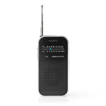 Nedis FM-Radio | Draagbaar Model | AM / FM | Batterij Gevoed | Analoog | 1.5 W | Zwart-Wit Scherm | Koptelefoonoutput | IP20 | Aluminium / Zwart