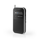 Nedis FM-Radio | Draagbaar Model | AM / FM | Batterij Gevoed | Analoog | 1.5 W | Zwart-Wit Scherm | Koptelefoonoutput | IP20 | Aluminium / Zwart