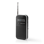 Nedis FM-Radio | Draagbaar Model | AM / FM | Batterij Gevoed | Analoog | 1.5 W | Zwart-Wit Scherm | Koptelefoonoutput | IP20 | Aluminium / Zwart