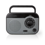 Nedis FM-Radio | Draagbaar Model | AM / FM | Batterij Gevoed / Netvoeding | Analoog | 1.8 W | Zwart-Wit Scherm | Koptelefoonoutput | Handgreep | Grijs / Zwart