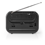 Nedis FM-Radio | Draagbaar Model | AM / FM | Batterij Gevoed / Netvoeding | Analoog | 1.8 W | Zwart-Wit Scherm | Koptelefoonoutput | Handgreep | Grijs / Zwart