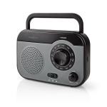 Nedis FM-Radio | Draagbaar Model | AM / FM | Batterij Gevoed / Netvoeding | Analoog | 1.8 W | Zwart-Wit Scherm | Koptelefoonoutput | Handgreep | Grijs / Zwart