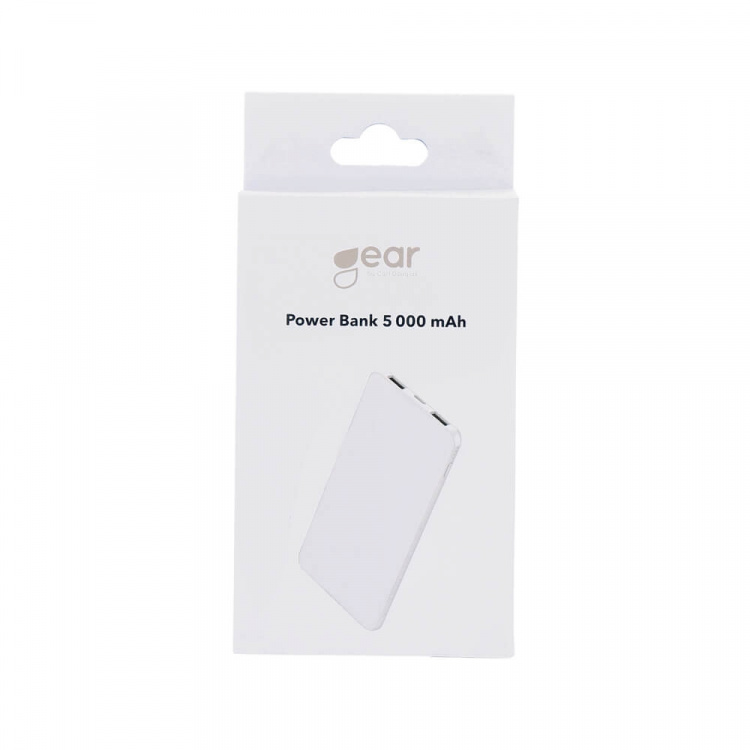 GEAR Powerbank 5000mAh LiPolymer Ultracompact 2A 1xUSB-C 2xUSB-A 1xMicroUSB White