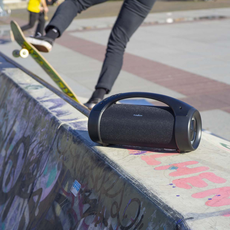 Nedis Bluetooth® Party Boombox | 6 uur | 2.0 | 150 W | Media afspeelmogelijkheden: AUX / USB | IPX5 | Koppelbaar | Handgreep | Feestverlichting | Zwart