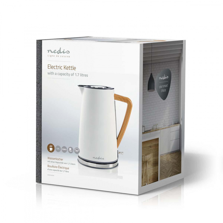 Nedis Waterkoker | 1.7 l | Soft-Touch | Wit | 360 graden draaibaar | Verborgen verwarmingselement | Strix®-controller | Droogkookbeveiliging Nedis Waterkoker | 1.7 l | Soft-Touch | Wit | 360 graden draaibaar | Verborgen verwarmingselement | Strix®-controller | Droogkookbeveiliging