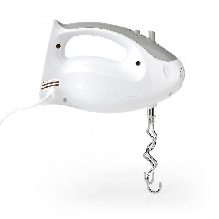 Nedis Handmixer | 200 W | 5-Snelheden | Turbo-functie | 2 Deeghaken / 2 Kloppers | Grijs / Wit