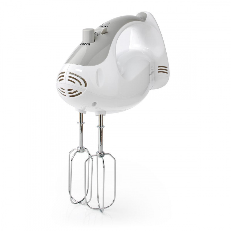 Nedis Handmixer | 200 W | 5-Snelheden | Turbo-functie | 2 Deeghaken / 2 Kloppers | Grijs / Wit