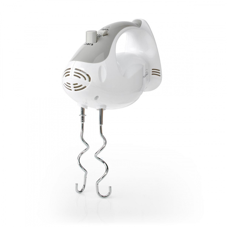 Nedis Handmixer | 200 W | 5-Snelheden | Turbo-functie | 2 Deeghaken / 2 Kloppers | Grijs / Wit