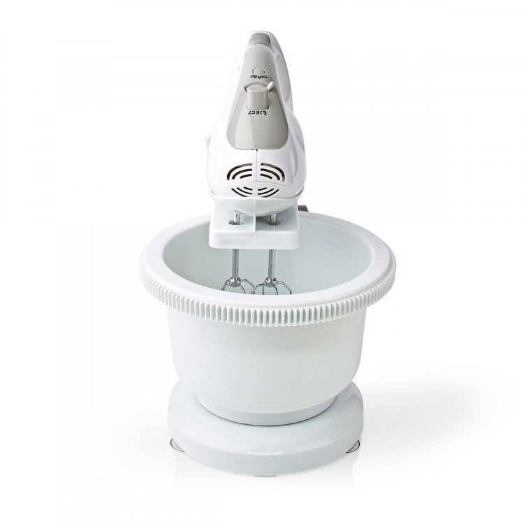 Nedis Handmixer | 200 W | 5-Snelheden | Turbo-functie | Draaikom / 2 Deeghaken / 2 Kloppers | Grijs / Wit