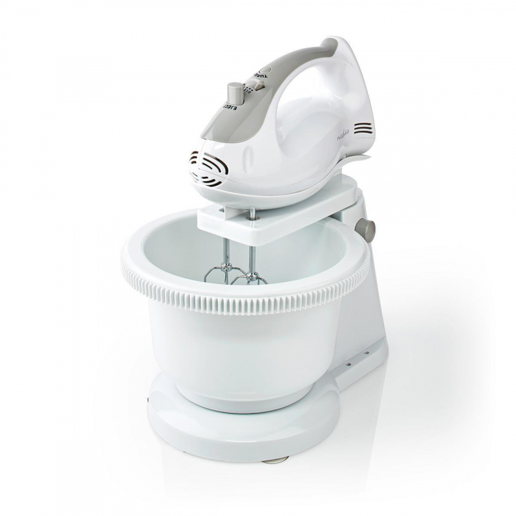 Nedis Handmixer | 200 W | 5-Snelheden | Turbo-functie | Draaikom / 2 Deeghaken / 2 Kloppers | Grijs / Wit