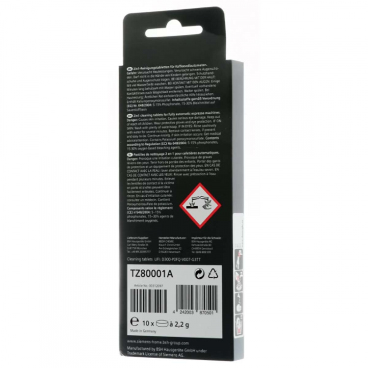 Siemens Reinigingstabletten voor volautomatische koffiemachines - 10 stuks