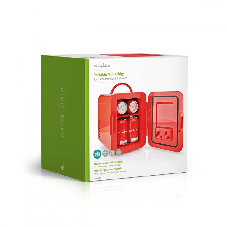 Nedis Draagbare Minikoelkast | 4 l | 12 V DC / 100 - 240 V AC | Rood