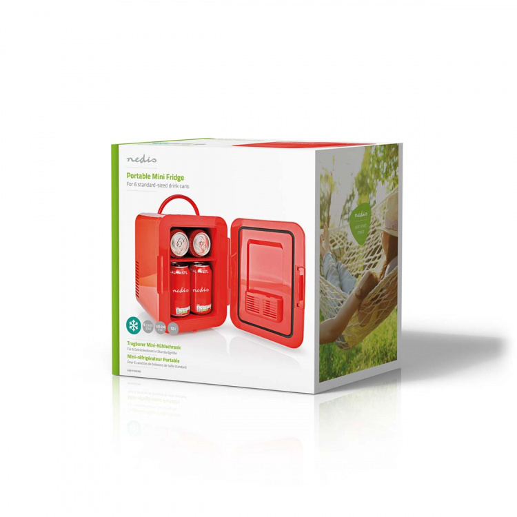 Nedis Draagbare Minikoelkast | 4 l | 12 V DC / 100 - 240 V AC | Rood