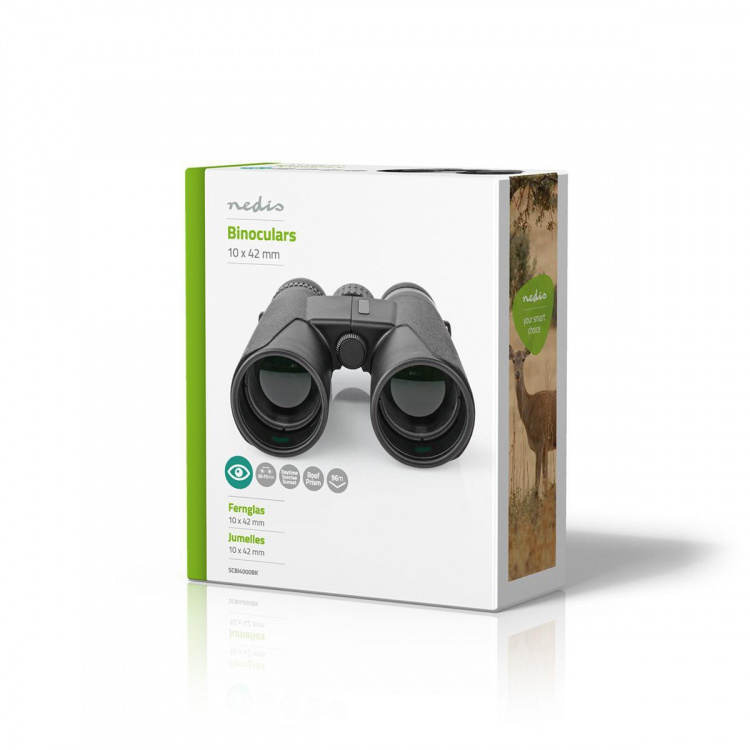 Nedis Verrekijker | Vergroting: 10 x | Diameter objectieflens: 42 mm | Gezichtsveld: 96 m | Inclusief reistas | Zwart