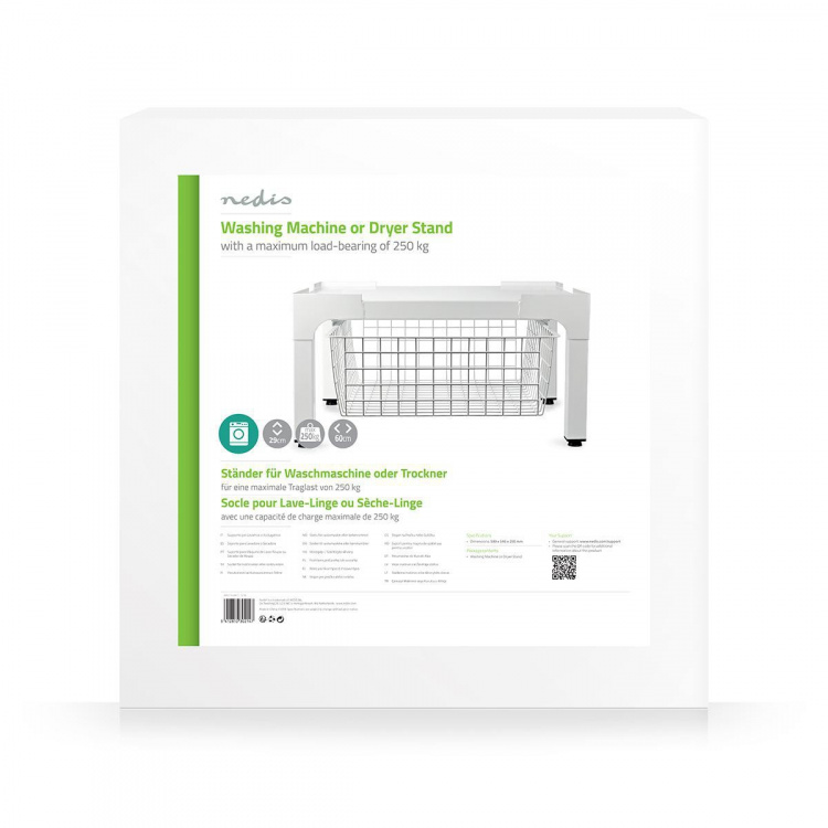 Nedis Verhoger voor Wasmachine en Wasdroger | Draadmand | 200 kg | Wit