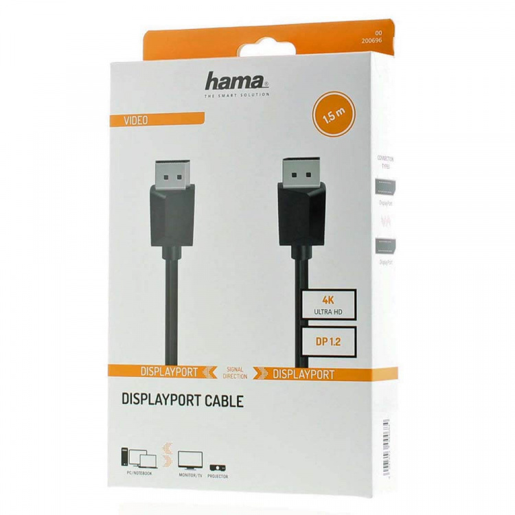 Hama Kabel DisplayPort 1.2 Ultra-HD 4K 1,5 m zwart Hama Kabel DisplayPort 1.2 Ultra-HD 4K 1,5 m zwart