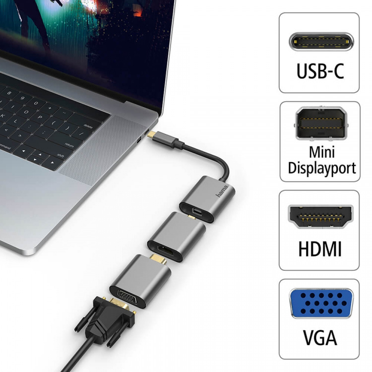 Video Adapter Set 6in1 USB-C Mini-DisplayPort HDMI VGA Video Adapter Set 6in1 USB-C Mini-DisplayPort HDMI VGA