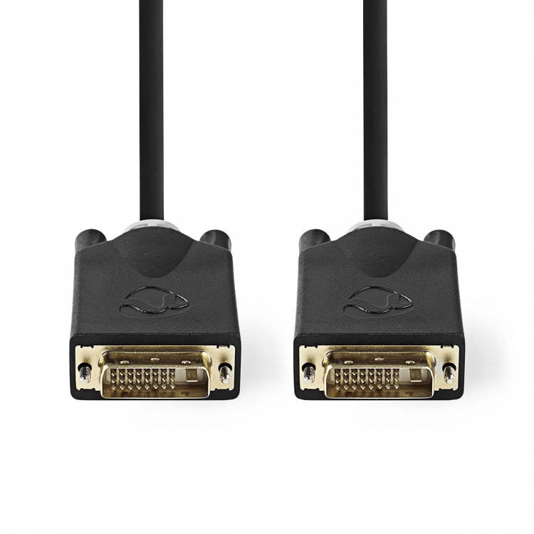Nedis DVI-Kabel | DVI-D 24+1-Pins Male | DVI-D 24+1-Pins Male | 2560x1600 | Verguld | 3.00 m | Recht | PVC | Antraciet | Doos