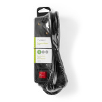 Nedis Stekkerdoos | Randaarde stekker / Type F (CEE 7/7) | 3-wegs | 1.50 m | 3680 W | 16 A | Soort aarding: Zijcontacten | 230 V AC 50/60 Hz | Hoek van stopcontact: 45 ° | H05VV-F 3G 1,5 mm² | Aan/uit knop | Zwart