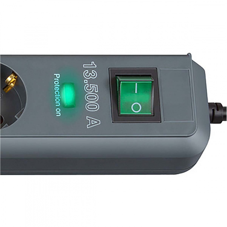 brennenstuhl Eco-Line 6-voudige stekkerdoos met overspanningsbeveiliging 5.00 m H05VV-F 3G1.5 Antraciet TYPE F