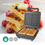 Nedis Wafelijzer | Belgische wafels | 22 x 12.5 cm | 1200 W | Automatische temperatuurregeling | ABS / Aluminium