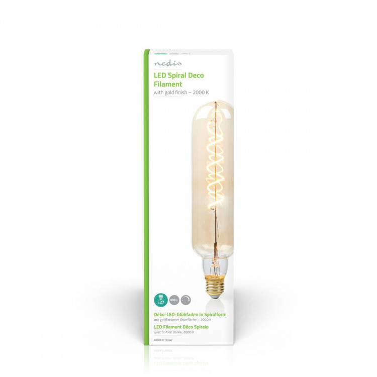 Nedis LED-Filamentlamp E27 | T65 | 8.5 W | 600 lm | 2000 K | Dimbaar | Met Gouden Afwerking | Retrostijl | 1 Stuks