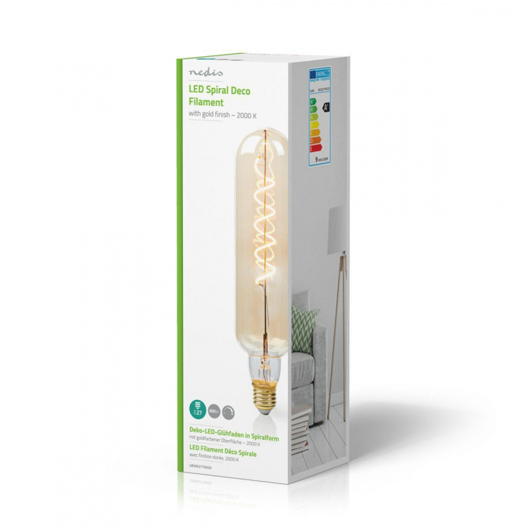 Nedis LED-Filamentlamp E27 | T65 | 8.5 W | 600 lm | 2000 K | Dimbaar | Met Gouden Afwerking | Retrostijl | 1 Stuks