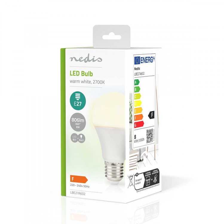 Nedis LED-Lamp E27 | A60 | 8.0 W | 806 lm | 2700 K | Warm Wit | Retrostijl | Frosted | 1 Stuks