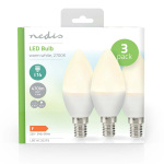Nedis LED-Lamp E14 | Kaars | 4.9 W | 470 lm | 2700 K | Warm Wit | Frosted | 3 Stuks