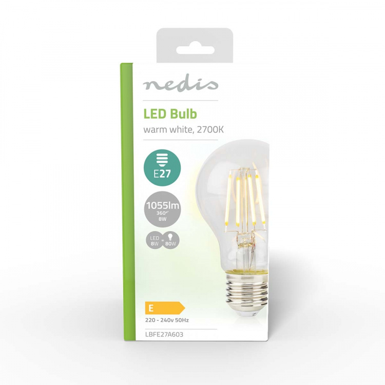 Nedis LED-Filamentlamp E27 | A60 | 8 W | 1055 lm | 2700 K | Warm Wit | Retrostijl | 1 Stuks