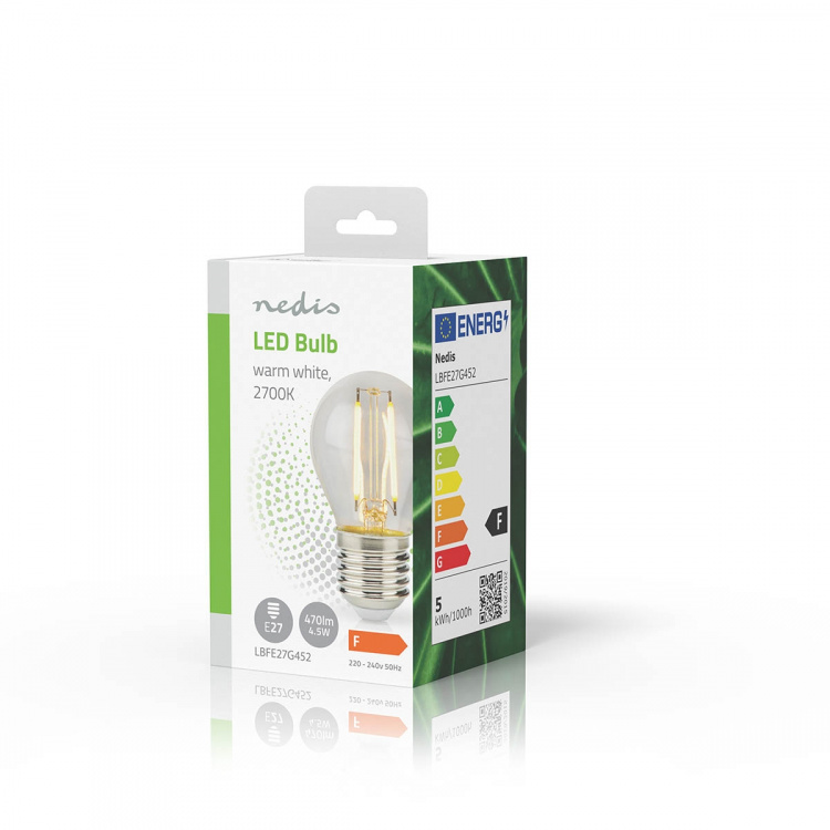 Nedis LED-Filamentlamp E27 | G45 | 4.5 W | 470 lm | 2700 | Dimbaar | Warm Wit | Retrostijl | 1 Stuks