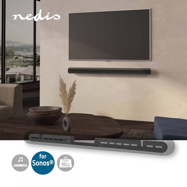 Nedis Soundbar Beugel | Geschikt voor: Sonos® Arc™ | Wand | 10 kg | Vast | ABS / Staal | Zwart