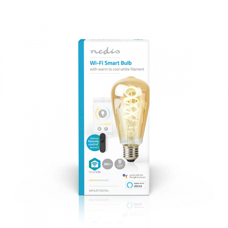 Nedis SmartLife LED Filamentlamp | E27 | 360 lm | 4.90 W | Warm tot Koel Wit | 1800 - 6500 K | Glas | Android™ / IOS | ST64 | 1 Stuks Nedis SmartLife LED Filamentlamp | E27 | 360 lm | 4.90 W | Warm tot Koel Wit | 1800 - 6500 K | Glas | Android™ / IOS | ST64 | 1 Stuks
