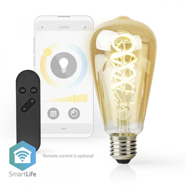 Nedis SmartLife LED Filamentlamp | E27 | 360 lm | 4.90 W | Warm tot Koel Wit | 1800 - 6500 K | Glas | Android™ / IOS | ST64 | 1 Stuks Nedis SmartLife LED Filamentlamp | E27 | 360 lm | 4.90 W | Warm tot Koel Wit | 1800 - 6500 K | Glas | Android™ / IOS | ST64 | 1 Stuks