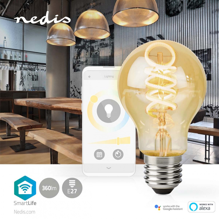Nedis SmartLife LED Filamentlamp | E27 | 360 lm | 4.90 W | Warm tot Koel Wit | 1800 - 6500 K | Glas | Android™ / IOS | Peer | 1 Stuks
