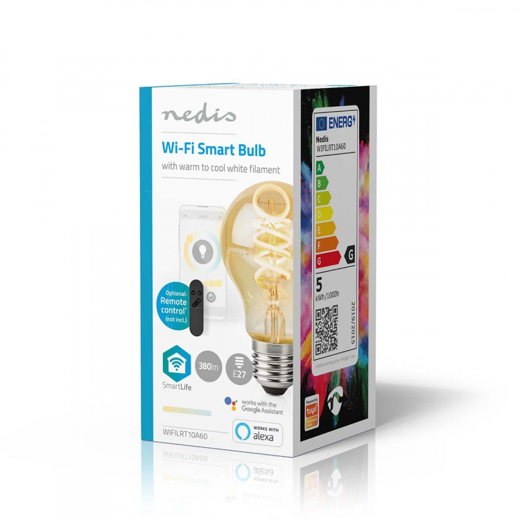 Nedis SmartLife LED Filamentlamp | E27 | 360 lm | 4.90 W | Warm tot Koel Wit | 1800 - 6500 K | Glas | Android™ / IOS | Peer | 1 Stuks