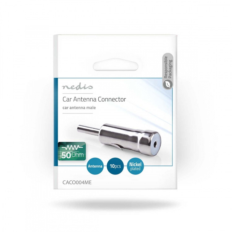 Nedis Connector voor Auto-Antenne | Recht | Male | Koper | 50 Ohm | Druk op | Metaal | Zilver | 10 Stuks | Envelop Nedis Connector voor Auto-Antenne | Recht | Male | Koper | 50 Ohm | Druk op | Metaal | Zilver | 10 Stuks | Envelop