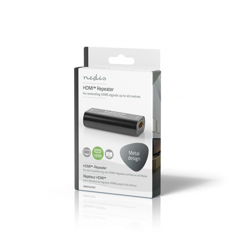 Nedis HDMI™-Repeater | 40 m | 4K@60Hz | 18 Gbps | Metaal | Antraciet