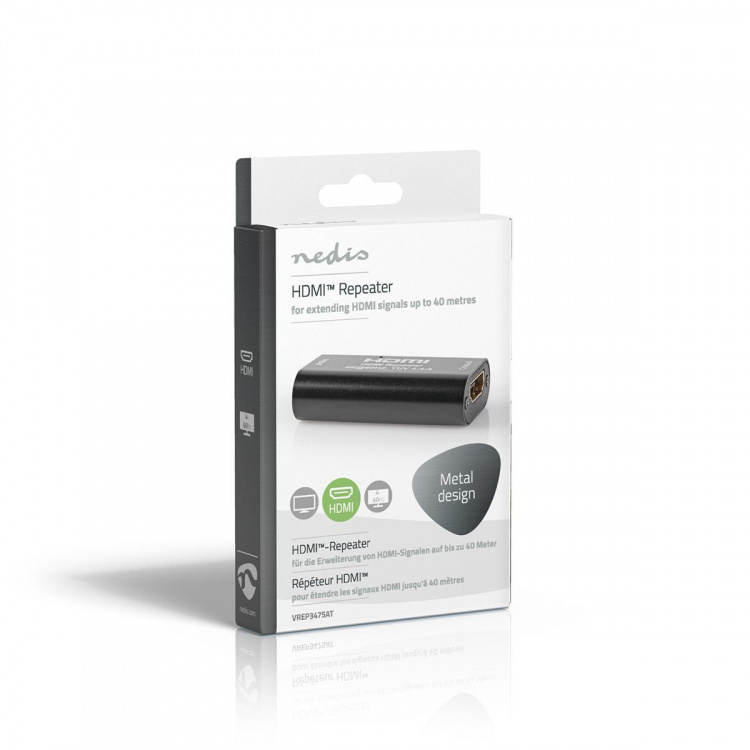 Nedis HDMI™-Repeater | 40 m | 4K@60Hz | 18 Gbps | Metaal | Antraciet