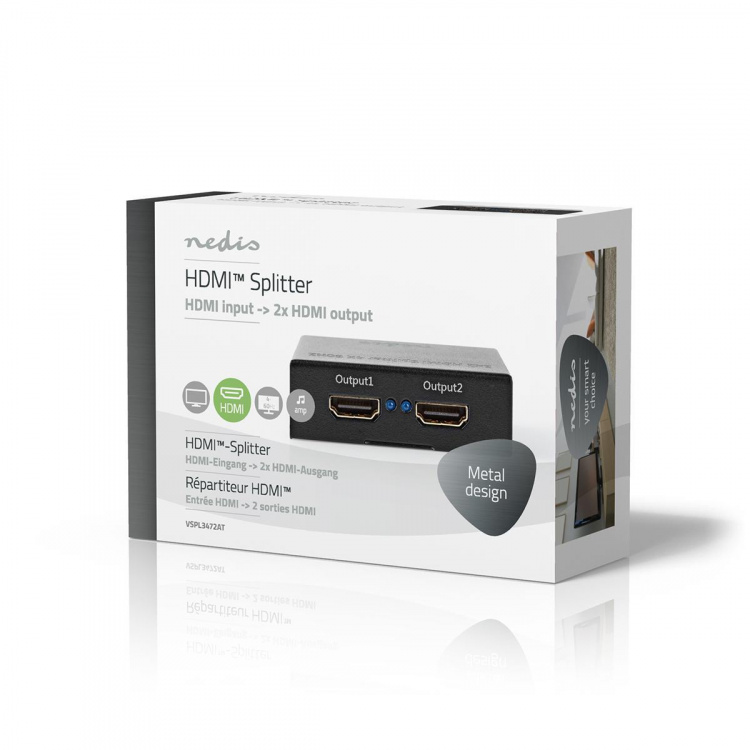 Nedis HDMI™-Splitter | 2 poort(en) | 2x HDMI™ Output | 4K@60Hz | 18 Gbps | Metaal | Antraciet Nedis HDMI™-Splitter | 2 poort(en) | 2x HDMI™ Output | 4K@60Hz | 18 Gbps | Metaal | Antraciet