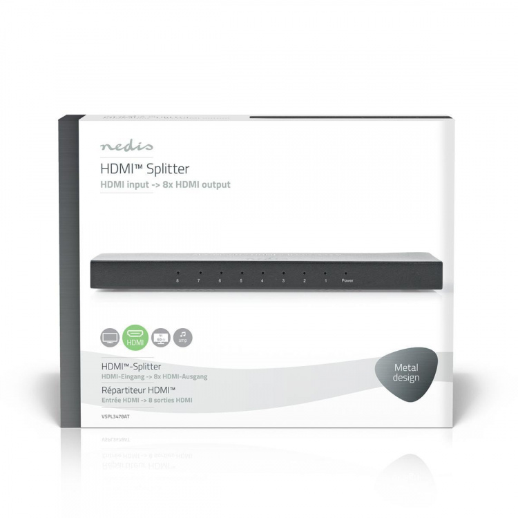 Nedis HDMI™-Splitter | 8-Poorts poort(en) | 8x HDMI™ Output | 4K@60Hz | 18 Gbps | Metaal | Antraciet Nedis HDMI™-Splitter | 8-Poorts poort(en) | 8x HDMI™ Output | 4K@60Hz | 18 Gbps | Metaal | Antraciet