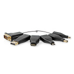 Nedis HDMI™-Adapter | DisplayPort Male / DVI-D 24+1-Pins Male / HDMI™ Micro-Connector / HDMI™ Mini-Connector / Mini-DisplayPort Male / USB-C™ Male | HDMI™ Output | Verguld | Recht | PVC | Zwart | 1 Stuks | Doos