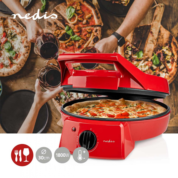 Nedis Pizzamaker en Grill | 30 cm | Regelbare temperatuur | 1800 W Nedis Pizzamaker en Grill | 30 cm | Regelbare temperatuur | 1800 W