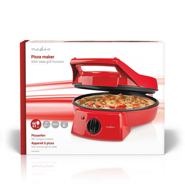 Nedis Pizzamaker en Grill | 30 cm | Regelbare temperatuur | 1800 W Nedis Pizzamaker en Grill | 30 cm | Regelbare temperatuur | 1800 W