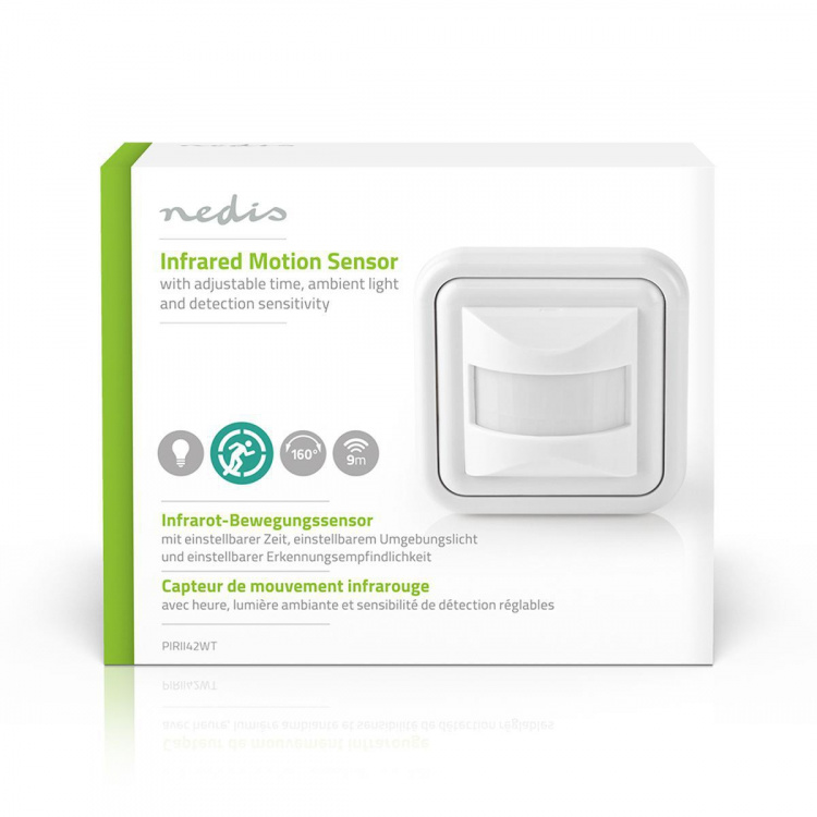 Nedis Bewegingsdetector | Binnenshuis | 2-draads / 3-Wire | Type-F (CEE 7/7) | 160 ° | 5 - 200 W | 200 W | 500 W | 3 - 2000 Lux | Sensortechnologie: PIR | Sensorbereik: 0.0 - 9.0 m Nedis Bewegingsdetector | Binnenshuis | 2-draads / 3-Wire | Type-F (CEE 7/7) | 160 ° | 5 - 200 W | 200 W | 500 W | 3 - 2000 Lux | Sensortechnologie: PIR | Sensorbereik: 0.0 - 9.0 m