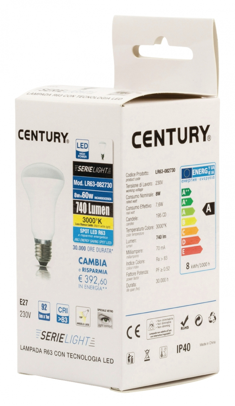 Century LED-Lamp E27 R63 8 W 806 lm 3000 K