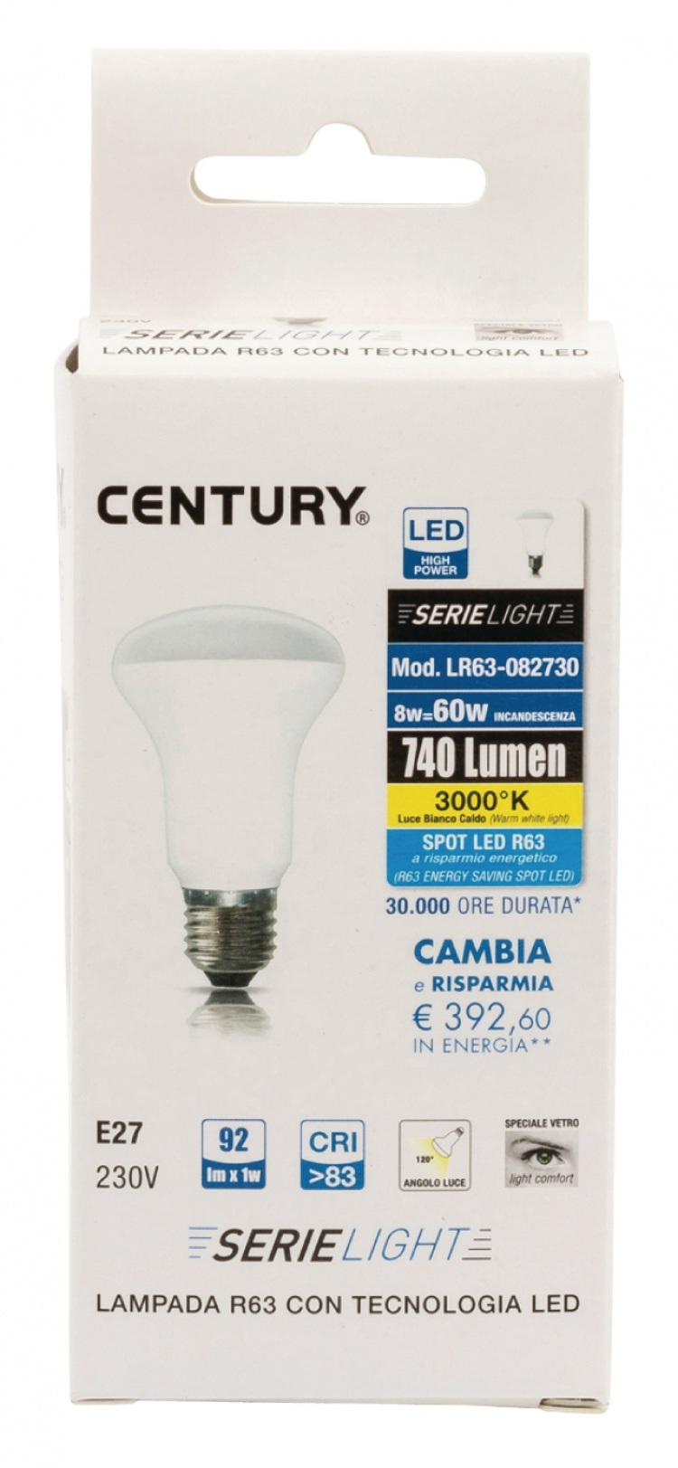 Century LED-Lamp E27 R63 8 W 806 lm 3000 K