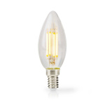 Nedis LED-Filamentlamp E14 | Kaars | 4.5 W | 470 lm | 2700 K | Dimbaar | Warm Wit | Retrostijl | 1 Stuks | Doorzichtig