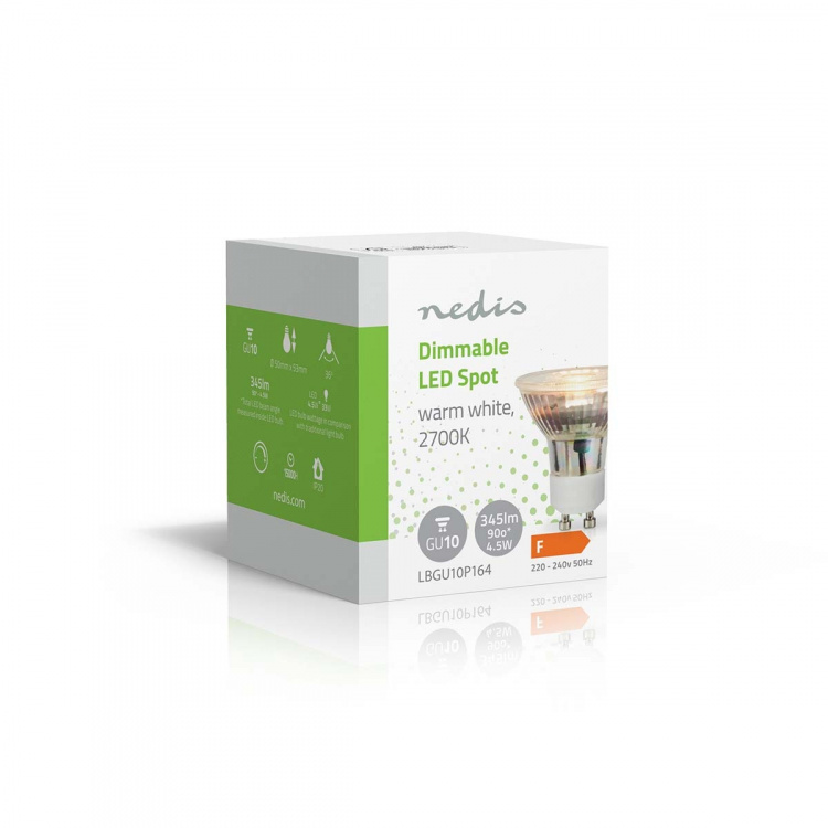 Nedis LED-Lamp GU10 | Spot | 4.5 W | 345 lm | 2700 K | Dimbaar | Warm Wit | Retrostijl | 1 Stuks Nedis LED-Lamp GU10 | Spot | 4.5 W | 345 lm | 2700 K | Dimbaar | Warm Wit | Retrostijl | 1 Stuks